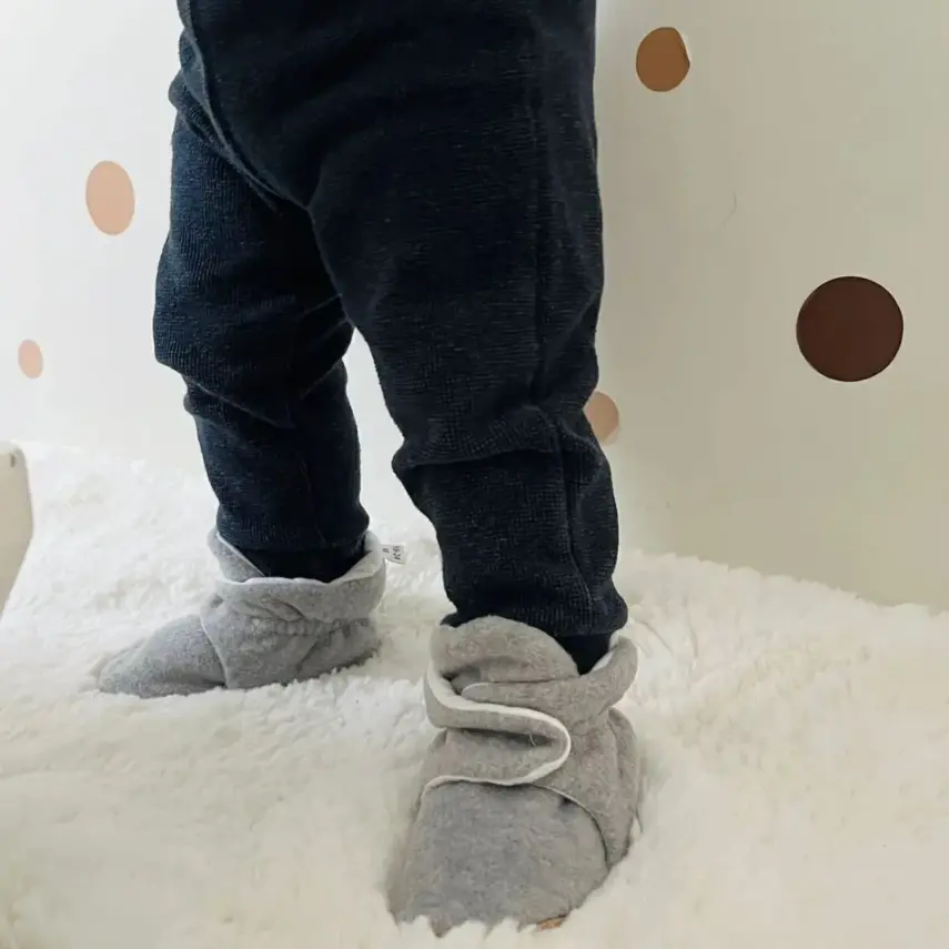 Ella Bonna Unisex Panduf Organik Pamuk Kaydırmaz Taban Açık Gri - 10