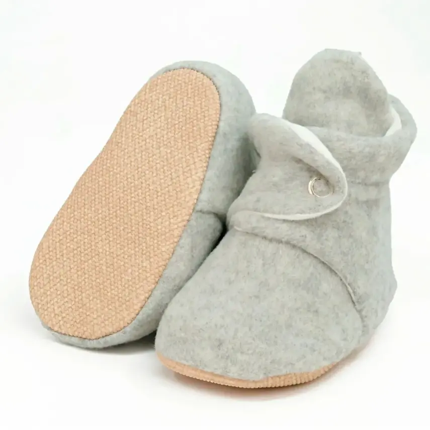 Ella Bonna Unisex Panduf Organik Pamuk Kaydırmaz Taban Açık Gri - 1