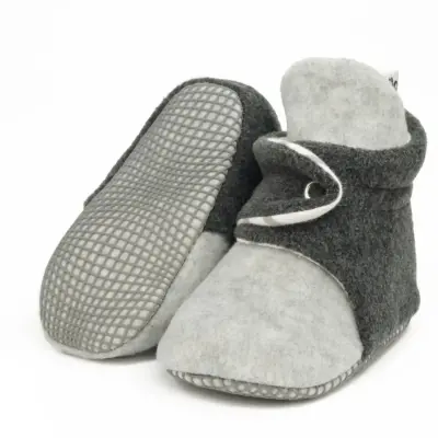 Ella Bonna Unisex Panduf Organik Pamuk Kaydırmaz Taban Gri - Antrasit 