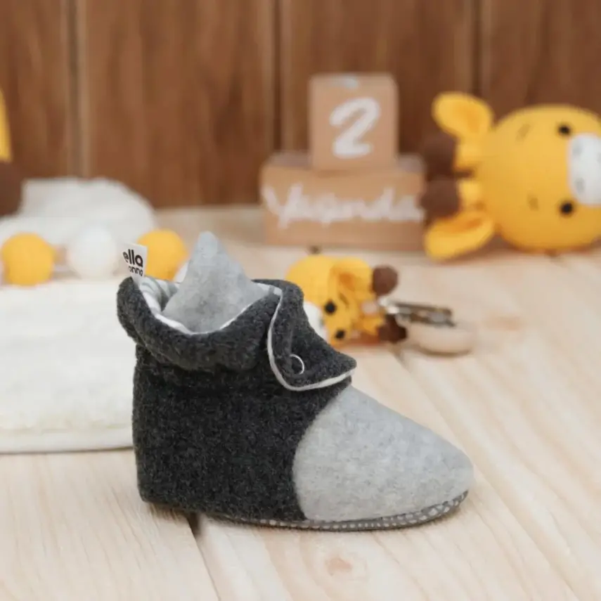 Ella Bonna Unisex Panduf Organik Pamuk Kaydırmaz Taban Gri - Antrasit - 5