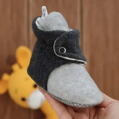 Ella Bonna Unisex Panduf Organik Pamuk Kaydırmaz Taban Gri - Antrasit - 7