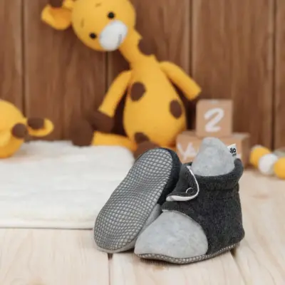 Ella Bonna Unisex Panduf Organik Pamuk Kaydırmaz Taban Gri - Antrasit - 6