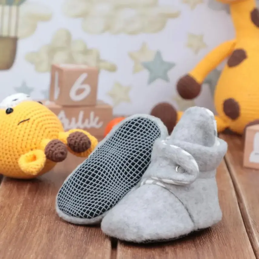 Ella Bonna Unisex Panduf Organik Pamuk Kaydırmaz Taban Gri - 5