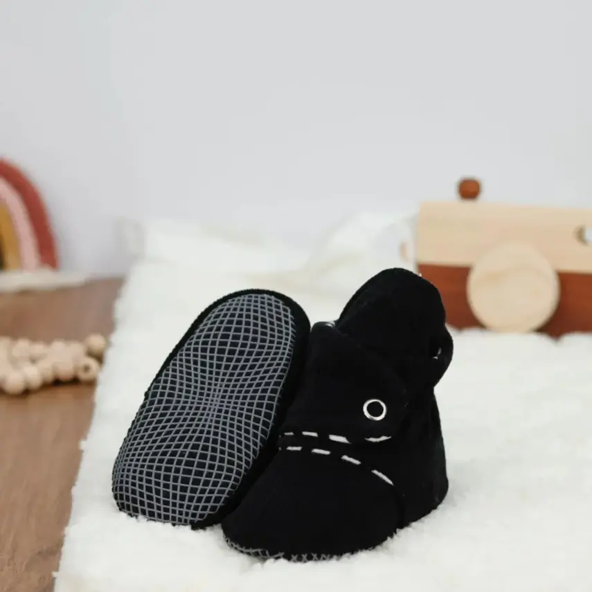 Ella Bonna Unisex Panduf Organik Pamuk Kaydırmaz Taban Siyah - 4