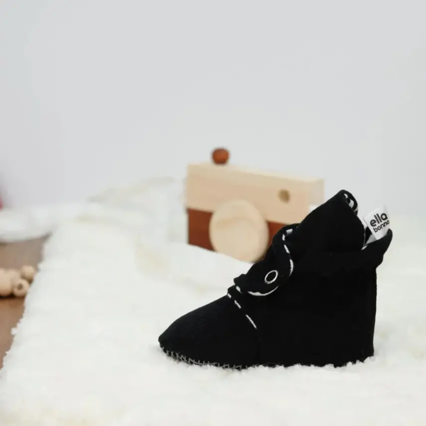 Ella Bonna Unisex Panduf Organik Pamuk Kaydırmaz Taban Siyah - 6