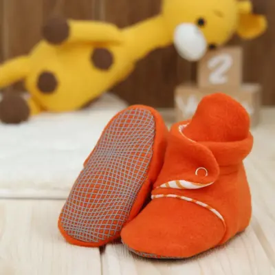 Ella Bonna Unisex Panduf Organik Pamuk Kaydırmaz Taban Turuncu - 11