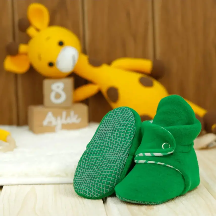 Ella Bonna Unisex Panduf Organik Pamuk Kaydırmaz Taban Yeşil - 6