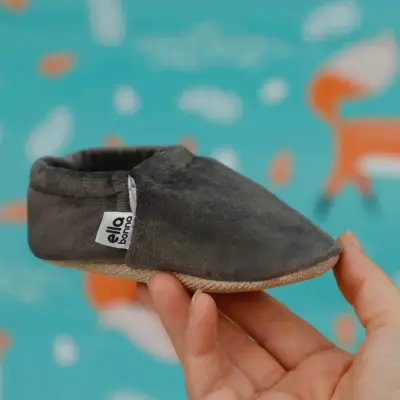 Ella Bonna Unisex Patik Kadife Kaydırmaz Taban Antrasit (1)