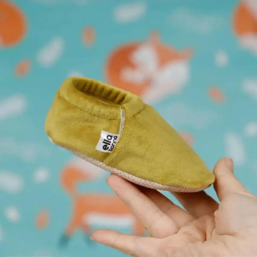 Ella Bonna Unisex Patik Kadife Kaydırmaz Taban Hardal - 3