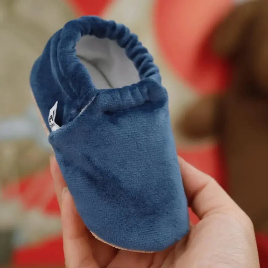 Ella Bonna Unisex Patik Kadife Kaydırmaz Taban Lacivert - 10