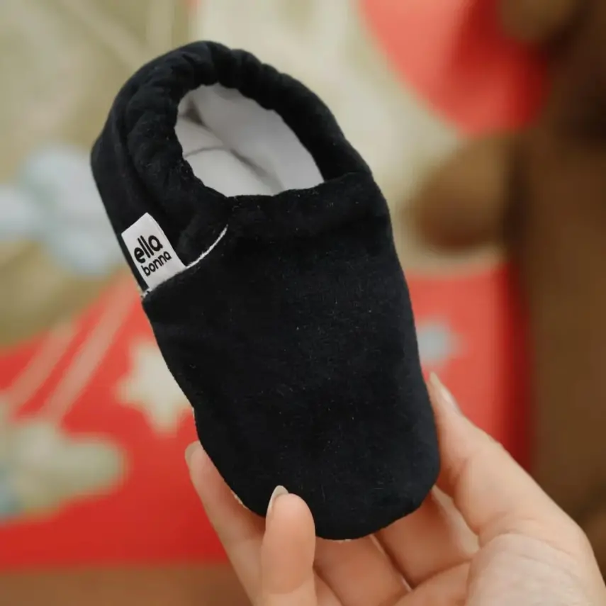 Ella Bonna Unisex Patik Kadife Kaydırmaz Taban Siyah - 6