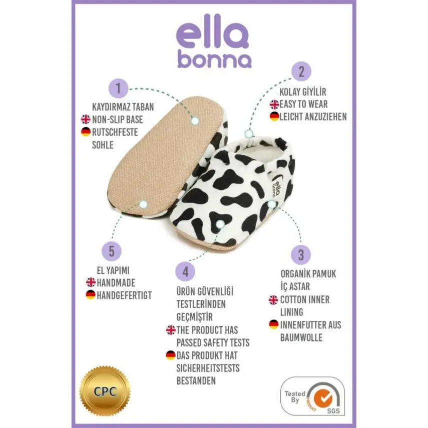 Ella Bonna Unisex Patik Kaydırmaz Taban İnek - 19