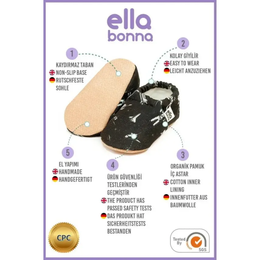 Ella Bonna Unisex Patik Kaydırmaz Taban Karanlık Uzay - 2