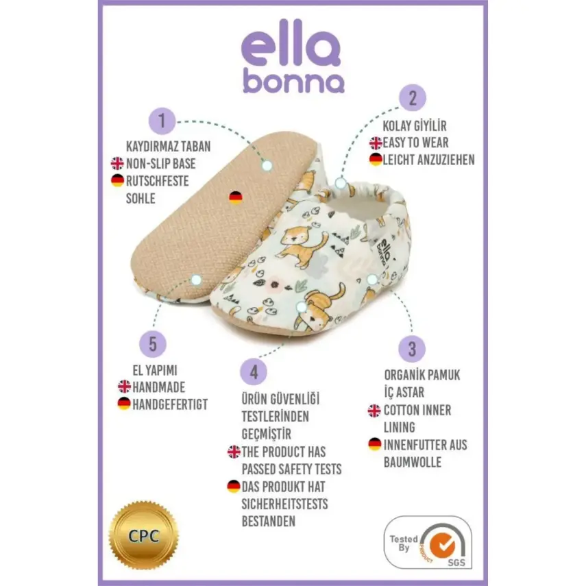 Ella Bonna Unisex Patik Kaydırmaz Taban Kedi - 4