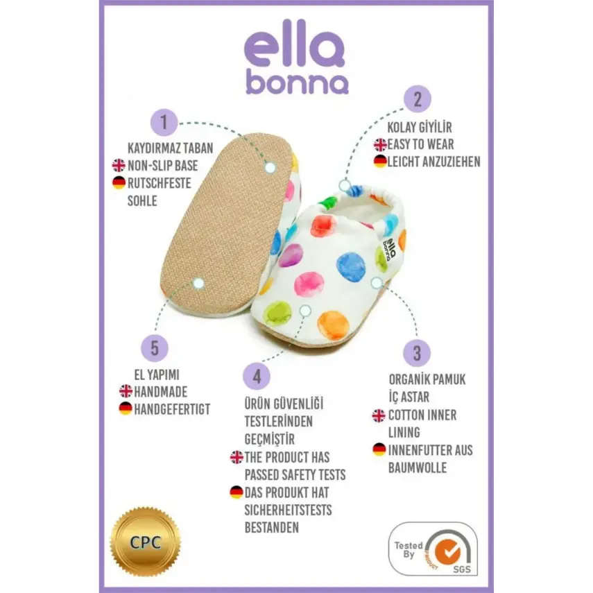 Ella Bonna Unisex Patik Kaydırmaz Taban Renkli Noktalar - 5