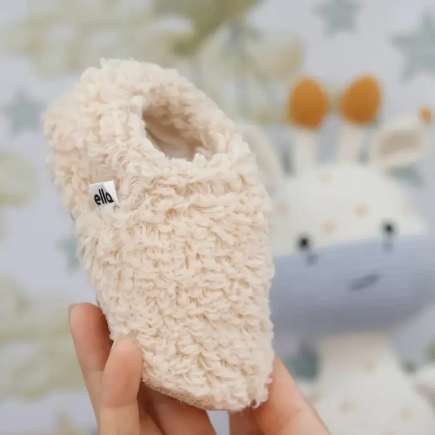 Ella Bonna Unisex Patik Organik Pamuk Kaydırmaz Taban Bej - 13