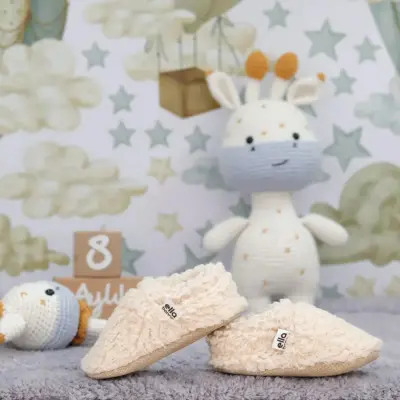 Ella Bonna Unisex Patik Organik Pamuk Kaydırmaz Taban Bej - 11