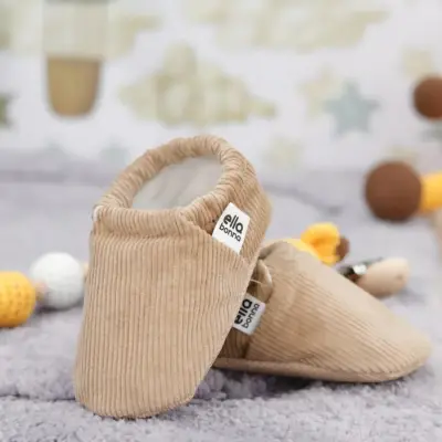 Ella Bonna Unisex Patik Organik Pamuk Kaydırmaz Taban Bej - 6