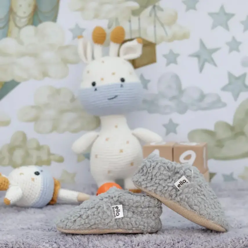 Ella Bonna Unisex Patik Organik Pamuk Kaydırmaz Taban Gri - 16