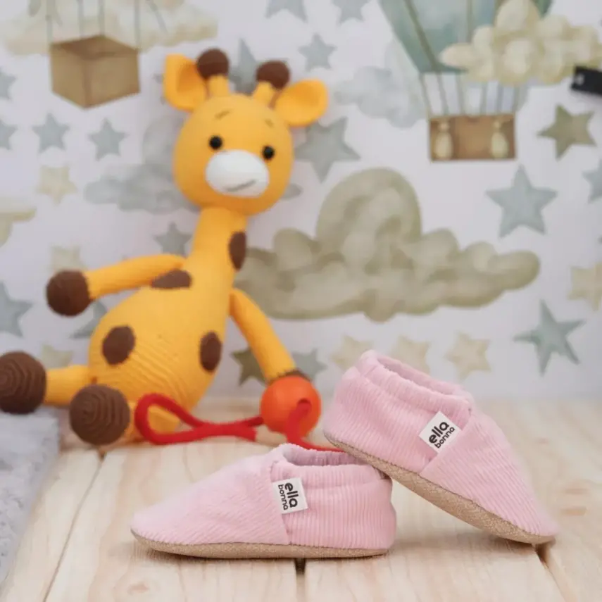 Ella Bonna Unisex Patik Organik Pamuk Kaydırmaz Taban Pembe - 20