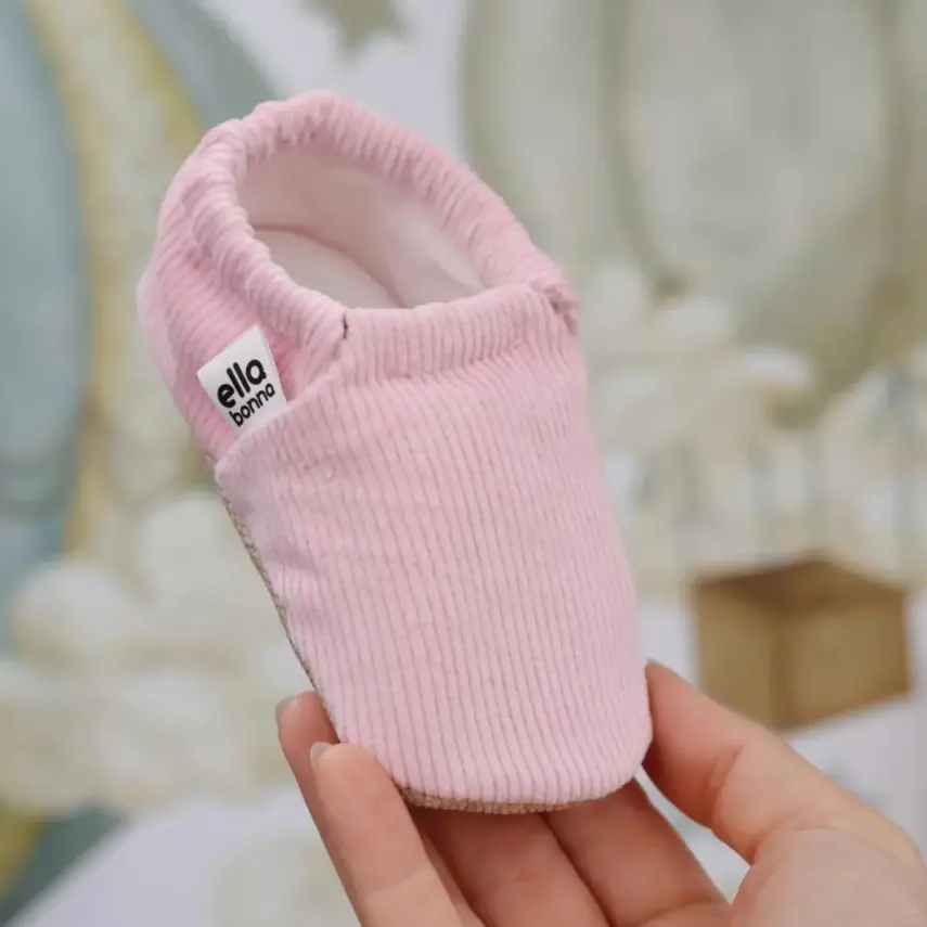 Ella Bonna Unisex Patik Organik Pamuk Kaydırmaz Taban Pembe - 19