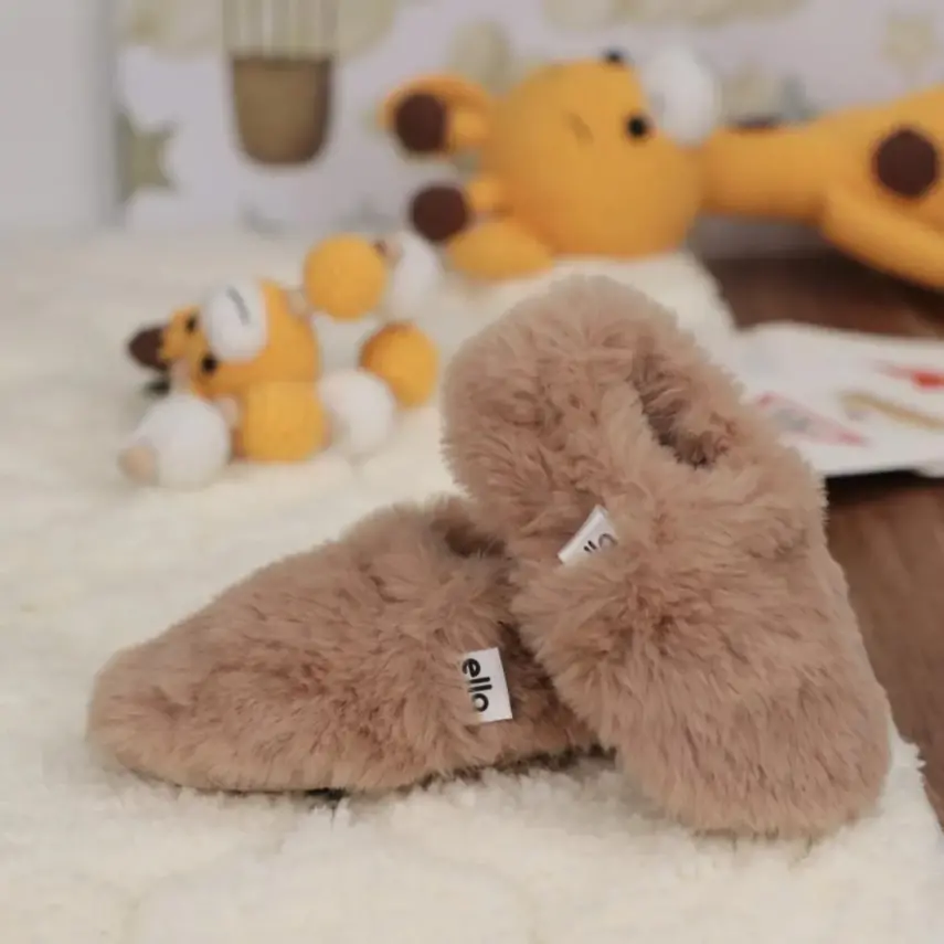 Ella Bonna Unisex Patik Organik Yumuşak Tüylü Kaydırmaz Taban Taba - 14