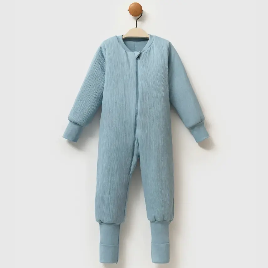 Ella Bonna Uyku Tulumu Çoraplı 2,5 Tog Jakarlı Mavi - 1