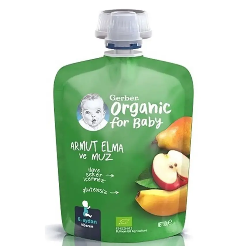 Gerber Organik Armutlu Elmalı Muzlu Meyve Püresi 90 gr - 1