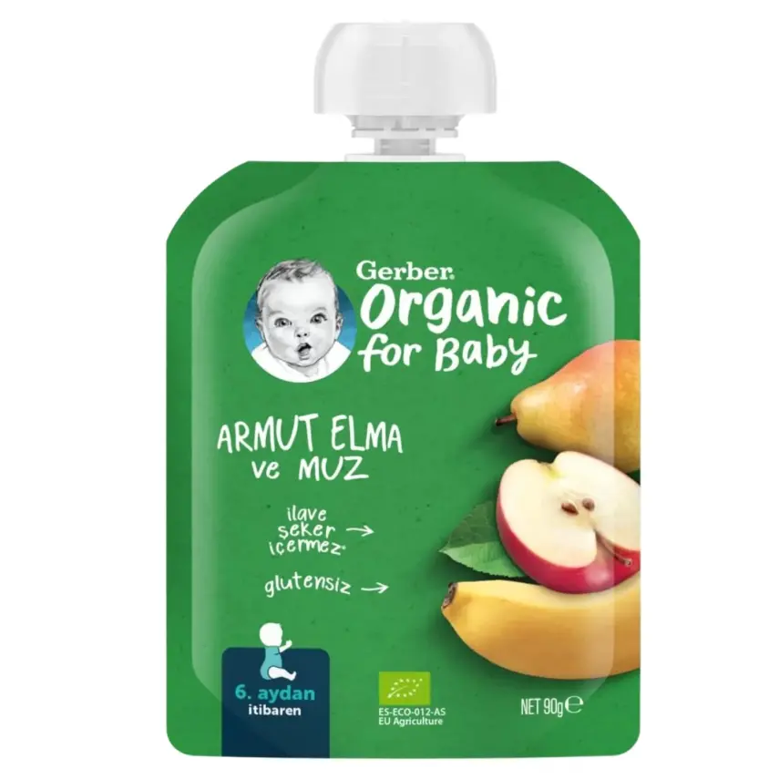 Gerber Organik Armutlu Elmalı Muzlu Meyve Püresi 90 gr*7 - 3