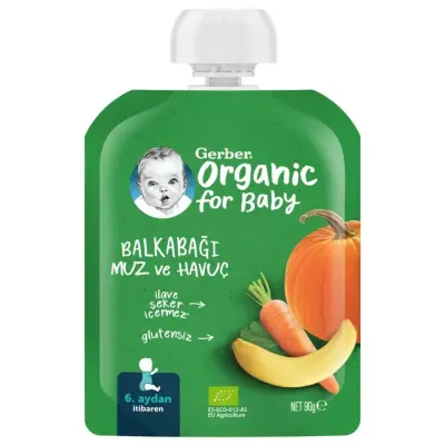 Gerber Organik Balkabaklı Muzlu Havuçlu Meyve Püresi 90 gr - 3