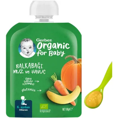 Gerber Organik Balkabaklı Muzlu Havuçlu Meyve Püresi 90 gr x2 Adet - 3