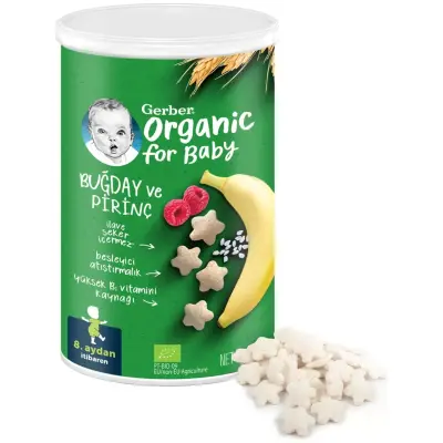 Gerber Organik Buğday Ve Pirinç Bebek Atıştırmalığı 35 gr 8+ Ay (1)