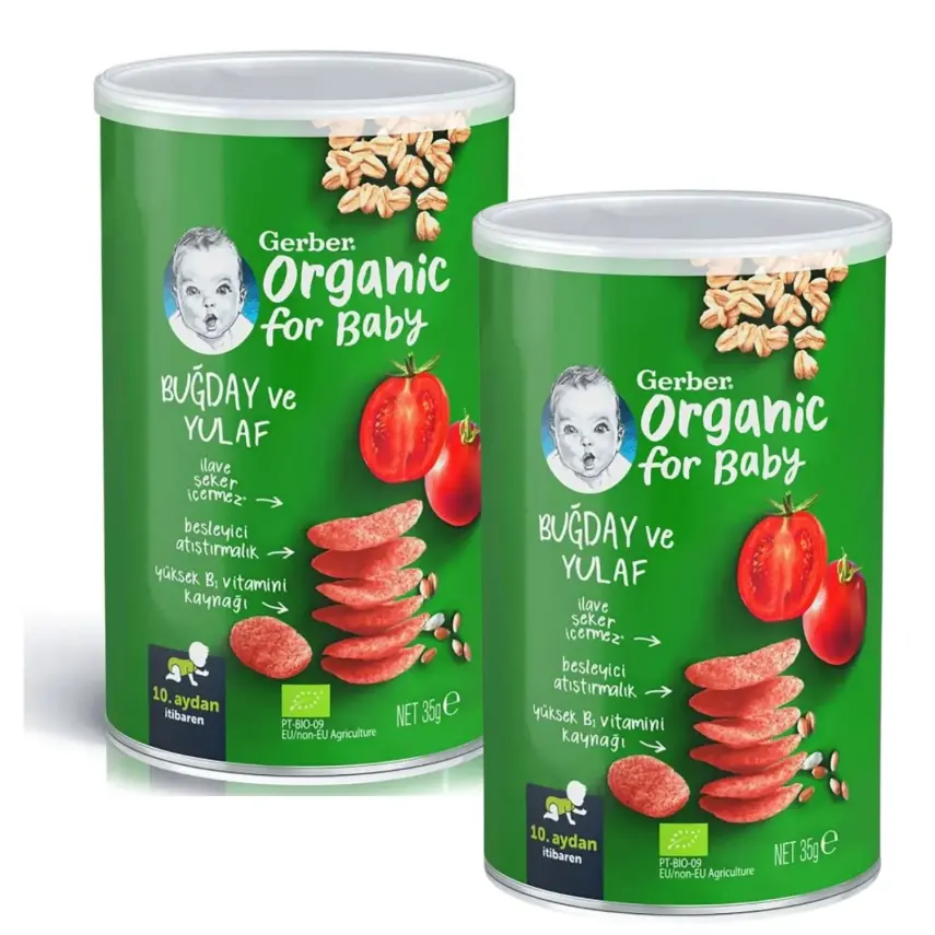 Gerber Organik Buğday Ve Yulaf Bebek Atıştırmalığı 35 gr x2 Adet - 1
