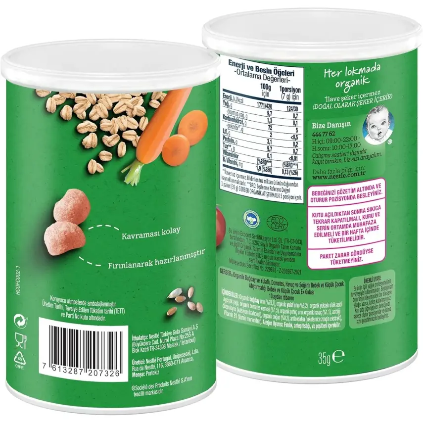 Gerber Organik Buğday Ve Yulaf Bebek Atıştırmalığı 35 gr x7 - 3