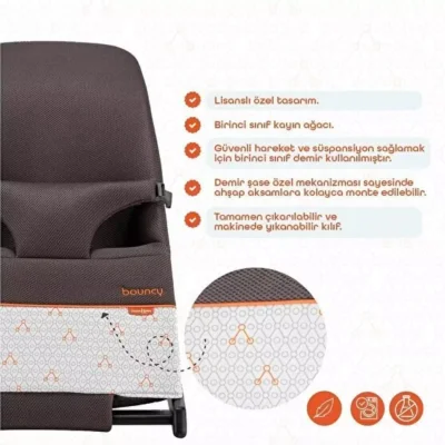 Gezenbebe Bouncy Ev Tipi Ana Kucağı Charcoal - 5