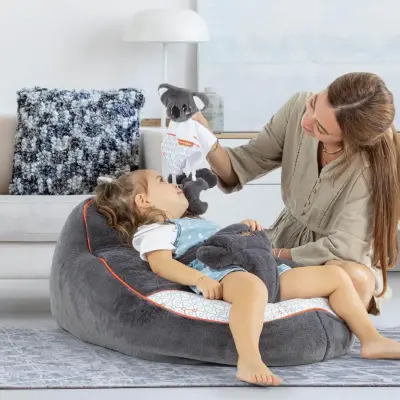 Gezenbebe Comfy Dolgulu Bebek Pufu Charcoal (1)