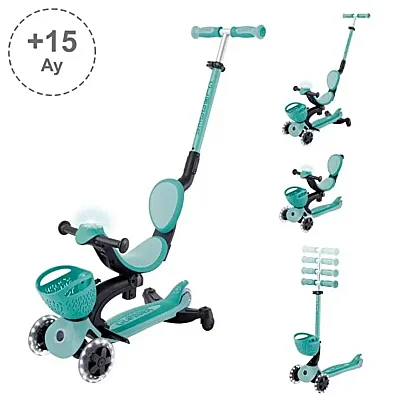 Globber Go Up Baby 360 Derece Manevra Kabiliyetli Işıklı Scooter - Koyu Mint (1)