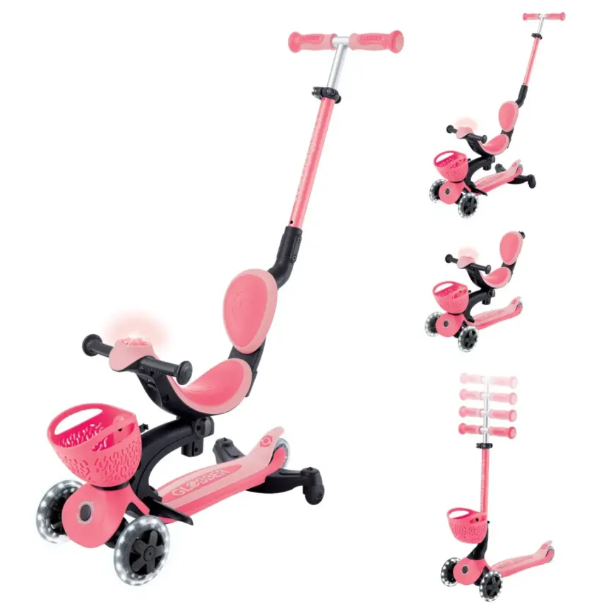 Globber Go Up Baby 360 Derece Manevra Kabiliyetli Işıklı Scooter - Koyu Pastel Pembe - 1