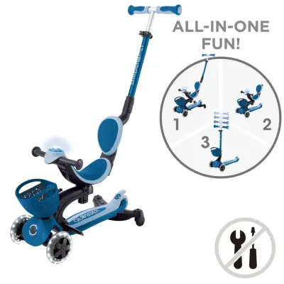 Globber Go Up Baby 360 Derece Manevra Kabiliyetli Işıklı Scooter - Pastel Mavi (1)