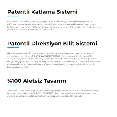 Globber Go Up Deluxe Işıklı Scooter Mavi - 16