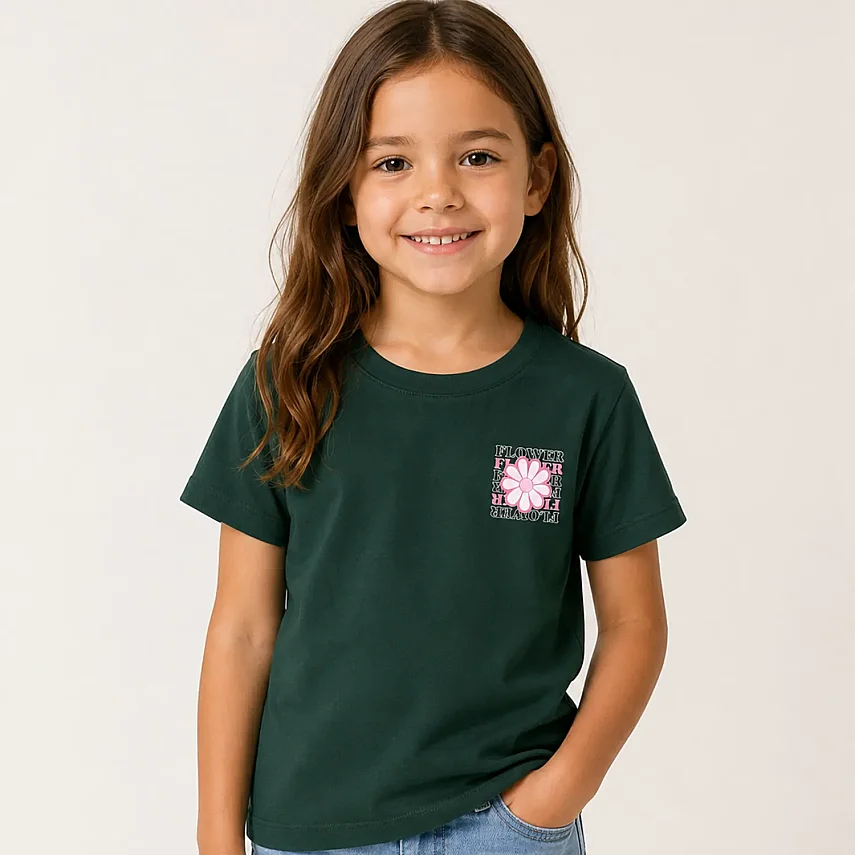 H&C T-Shirt Flower Çam Yeşili - 1