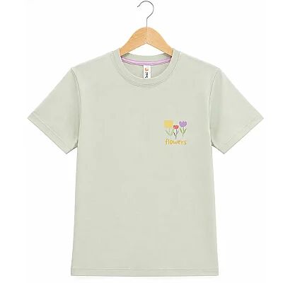 H&C T-Shirt Flowers Adaçayı Yeşili - 3