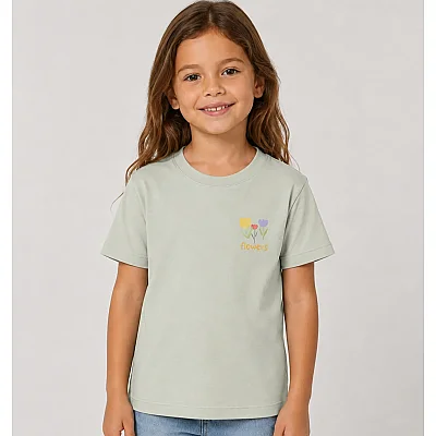 H&C T-Shirt Flowers Adaçayı Yeşili