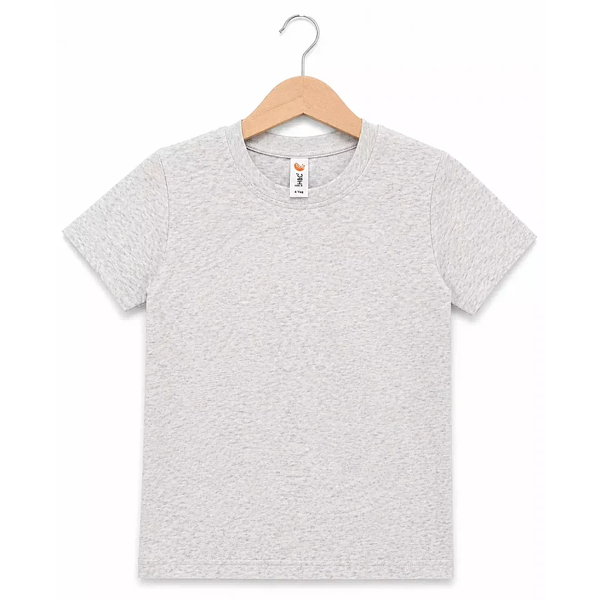 H&C Unisex T-Shirt Gri - Melanj - 4