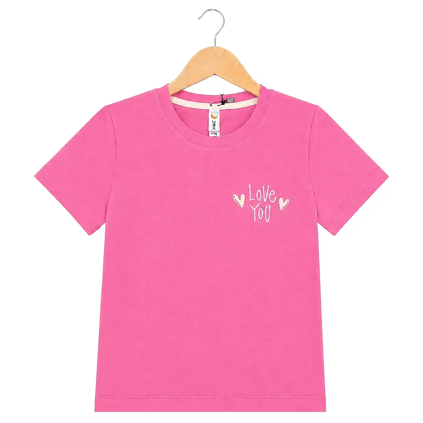 H&C T-Shirt Love You Şeker Pembe - 2