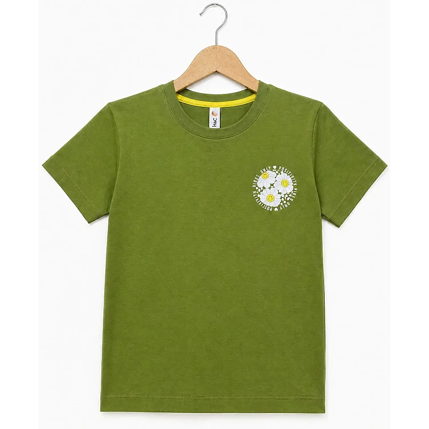 H&C T-Shirt Positive Papatya Zeytin Yeşili - 2