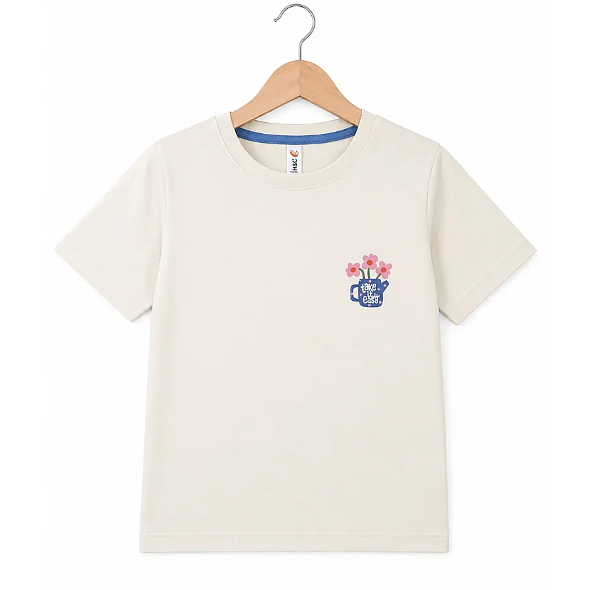 H&C T-Shirt Take It Easy Krem - 3