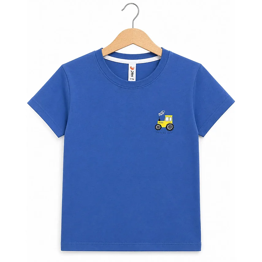H&C T-Shirt Traktör Baskılı Orta Mavi - 3