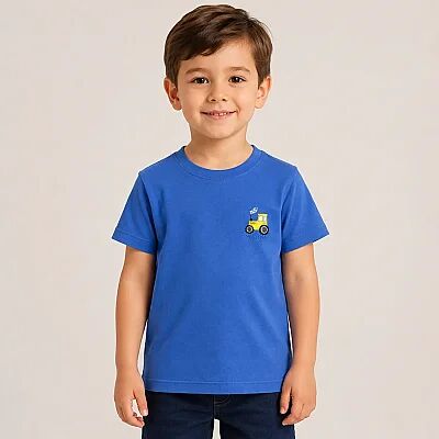 H&C T-Shirt Traktör Baskılı Orta Mavi