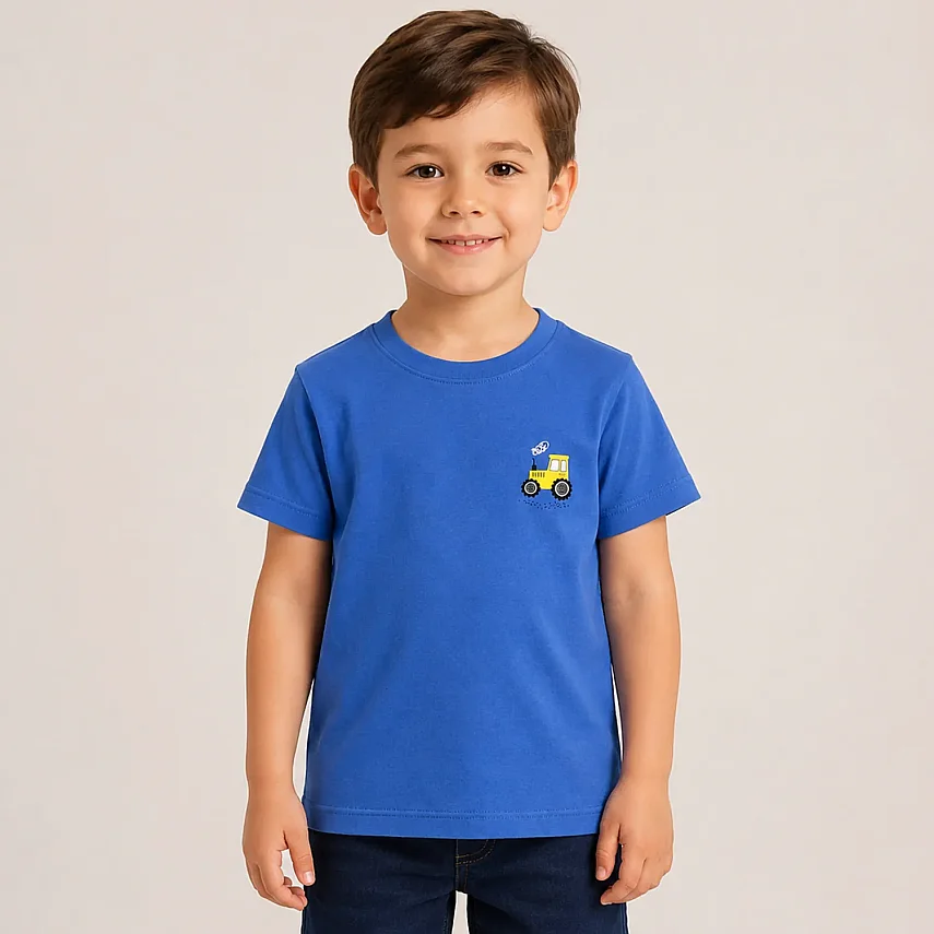 H&C T-Shirt Traktör Baskılı Orta Mavi - 1